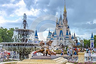 Disney World Orlando Florida Magic Kingdom chip and dale statue Editorial Stock Photo
