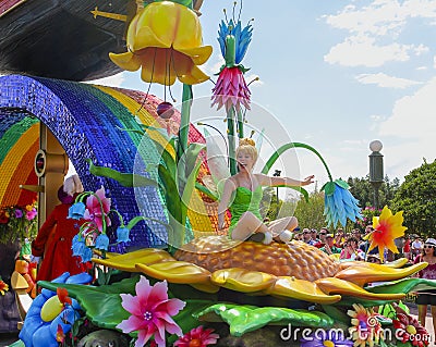 Disney world parade Tinkerbell. Orlando Florida Editorial Stock Photo