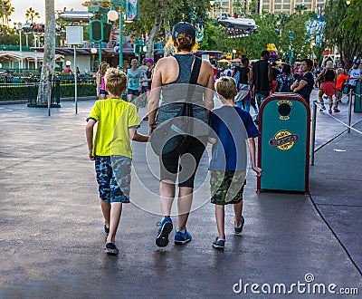 Disneyland California Adventure crowds Mother and Sons Editorial Stock Photo