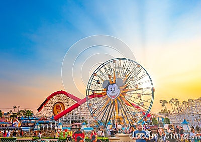 Disneyland California Adventure Sunset in the Summer Editorial Stock Photo