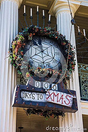 Disneyland Clock Count Down to Christmas Editorial Stock Photo