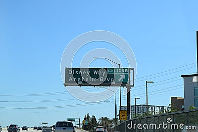 Disneyland Drive street sign in Los Angeles California Editorial Stock Photo