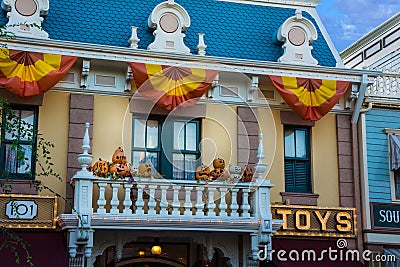 Disney Main Street Halloween Decoration Editorial Stock Photo