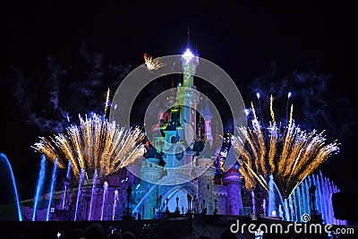 Disneyland Paris Night Fireworks Show Editorial Stock Photo