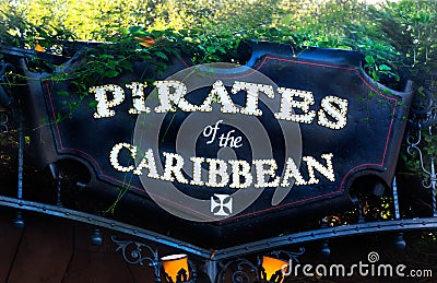 Disneyland Sign Pirates of the Caribbean Editorial Stock Photo