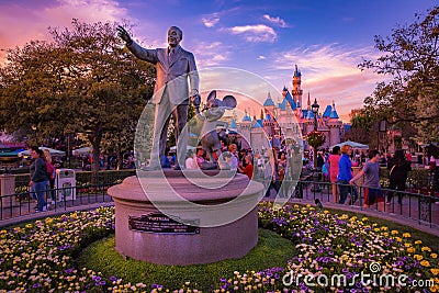 Disneyland and Walt Disney Statue Editorial Stock Photo