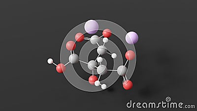 disodium citrate molecular structure, food antioxidant e331ii, ball and stick 3d model, structural chemical formula with colored Stock Photo