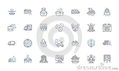 Dispensation line icons collection. Religion, Grace, Covenant, Redemption, Salvation, Prophecy, Law vector and linear Vector Illustration