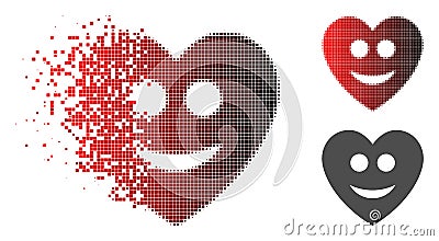 Dispersed Dotted Halftone Happy Love Heart Icon Vector Illustration