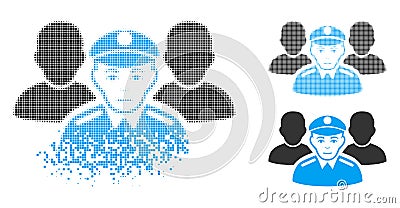 Dispersed Pixel Halftone Army Team Icon with Face Vector Illustration