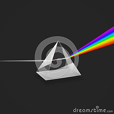 Dispersion. Colorful spectrum of light. Experiment with glass prism and beam of light. Vector illustration Vector Illustration