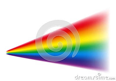 Dispersion light. Optical light dispersion effect. Refraction of the white light into the colorful visible spectrum Vector Illustration