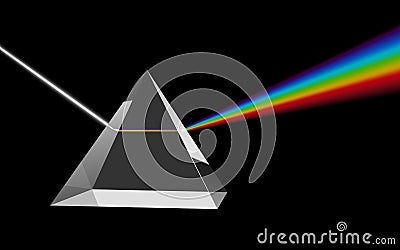 Dispersion of Visible Light Going through Glass Prism Vector Illustration