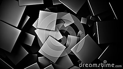 displaced 3d black satinated satinated cubes background Cartoon Illustration