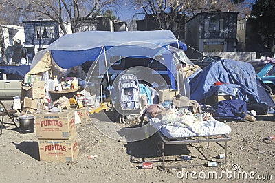 Displaced Hispanics during the Northridge earthqua Editorial Stock Photo