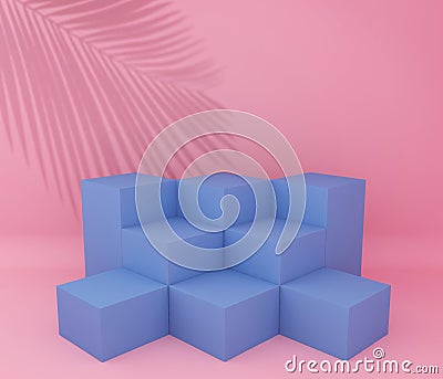 Display background for Cosmetic product presentation. Empty showcase, 3d flower paper illustration rendering. tropical tree shadow Stock Photo