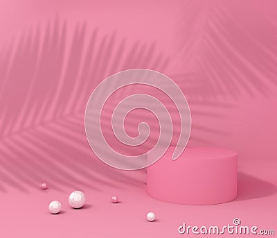 Display background for Cosmetic product presentation. Empty showcase, 3d flower paper illustration rendering. tropical tree shadow Stock Photo