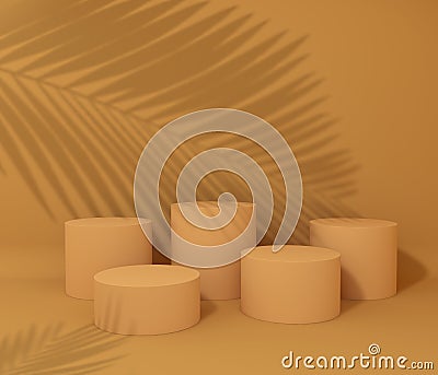 Display background for Cosmetic product presentation. Empty showcase, 3d flower paper illustration rendering. tropical tree shadow Stock Photo