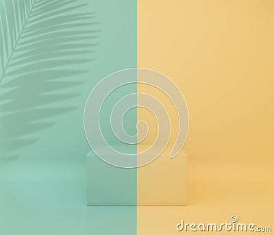 Display background for Cosmetic product presentation. Empty showcase, 3d flower paper illustration rendering. tropical tree shadow Stock Photo