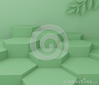 Display background for Cosmetic product presentation. Empty showcase, 3d flower paper illustration rendering. tropical tree shadow Stock Photo