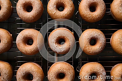 display of Bombolone doughnuts in foodgraphy photography Stock Photo