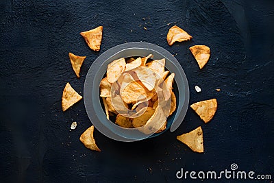 display of cassava chips in foodgraphy photography Stock Photo
