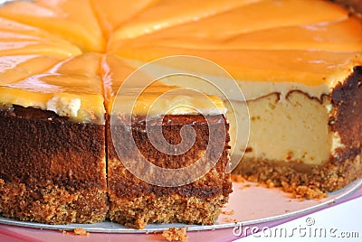 Display of cheese cakes for sale Stock Photo