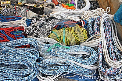 Display of Colored Rope Market Stock Photo