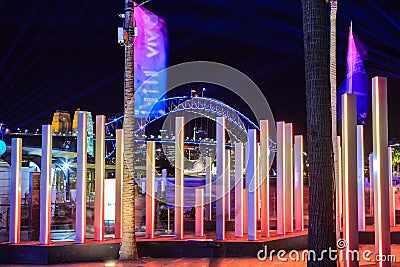 `Vivid Sydney` lighting displays and Harbour Bridge, Sydney, Australia Editorial Stock Photo