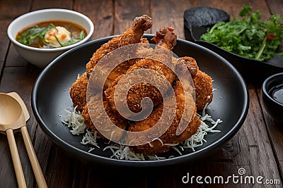 display of Dakgangjeong, a Korean crispy chicken dish Stock Photo