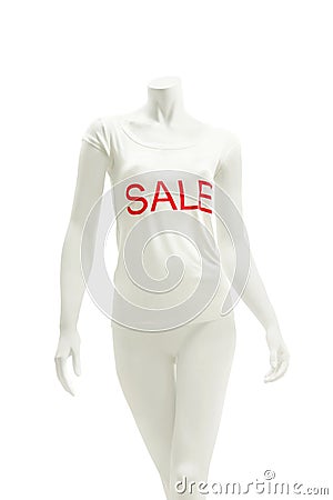 Display dummy wearing shirt with imprint sale Stock Photo