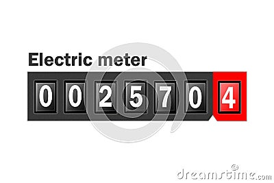 Display of electricity kilowatt hour meter, isolated on white Stock Photo