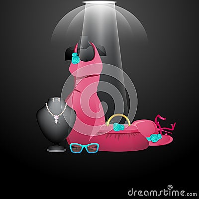 Display of Fashion Accessory Cartoon Illustration