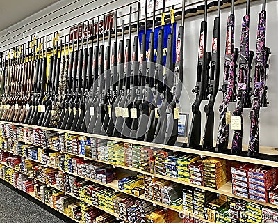 Display of firearms in gun shop Editorial Stock Photo