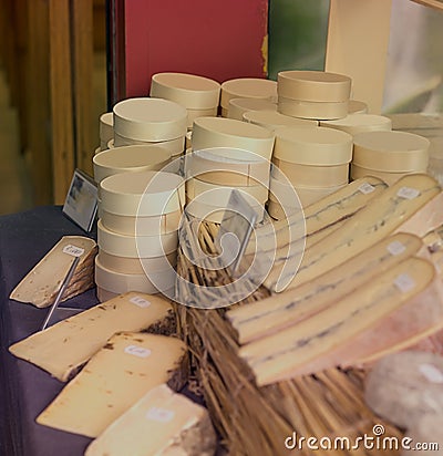 Display of French Cheese Stock Photo