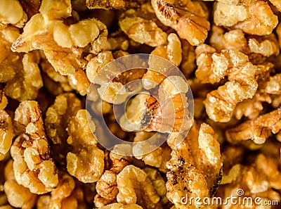 Display Fully Covered With California Peeled Nuts Stock Photo
