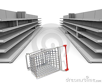 The product sells out. Buying in supermarkets. 3D rendering Stock Photo