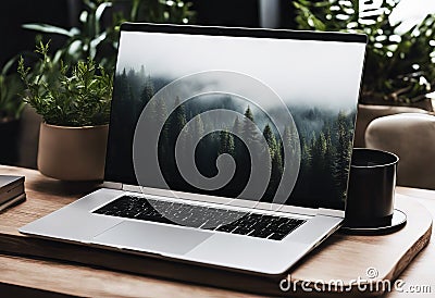 display laptop screen computer olated notebook blank device macbook mock transparent up Stock Photo