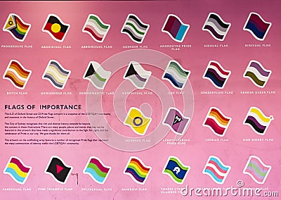 Display of Many Diversity Group Flags, Oxford Street, Sydney, Australia Editorial Stock Photo