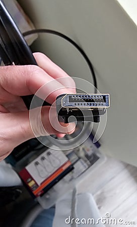 Display port - male connector front view Stock Photo