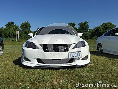 Display of sporty and exotic cars at cars and coffee Editorial Stock Photo