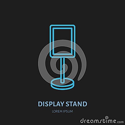 Display stand line icon. Advertising exhibition, promotion design element. Trade objects flat sign Vector Illustration