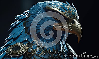 In a display of strength, an eagle takes on a militaristic persona in armor Creating using generative AI tools Stock Photo