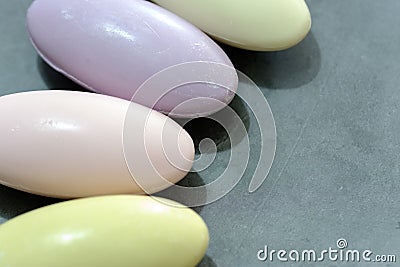 Display of Various color of Round Bath Balls Stock Photo