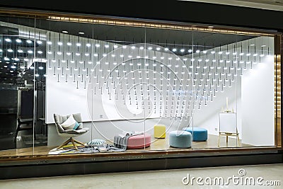Furniture lighting display window shop window store window Stock Photo