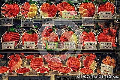 Display window - plastic food Editorial Stock Photo