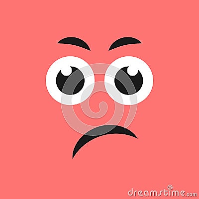 Displeased face with emotions of perplexity on color background Vector Illustration