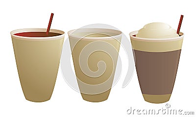 Disposable coffee cups Vector Illustration