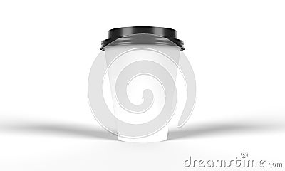Disposable Coffee Drinking Take-away Paper Cup, Front View. Stock Photo