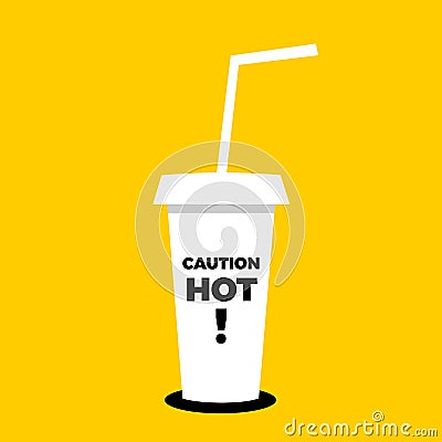 Disposable cup for drink and beverage - Warning and caution Vector Illustration